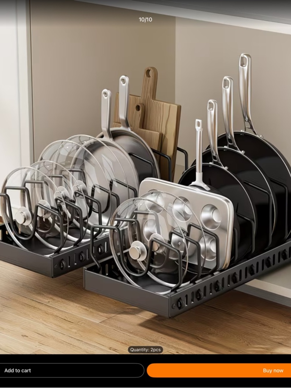 Pan Cookware Rack Organizer with Assorted Pans - Black - Picture 2 of 10